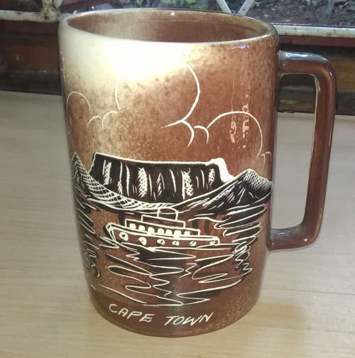 Hand painted Crescent pottery mug