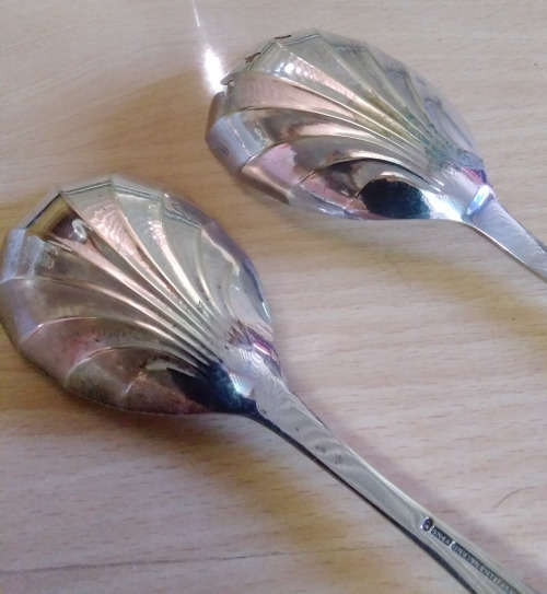 Sheffield salad servers with porcelain handles