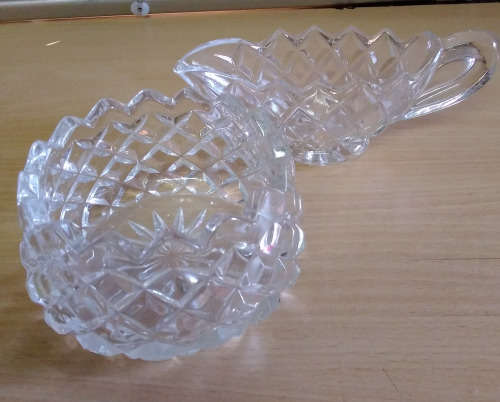 Glass sauce boat and bowl