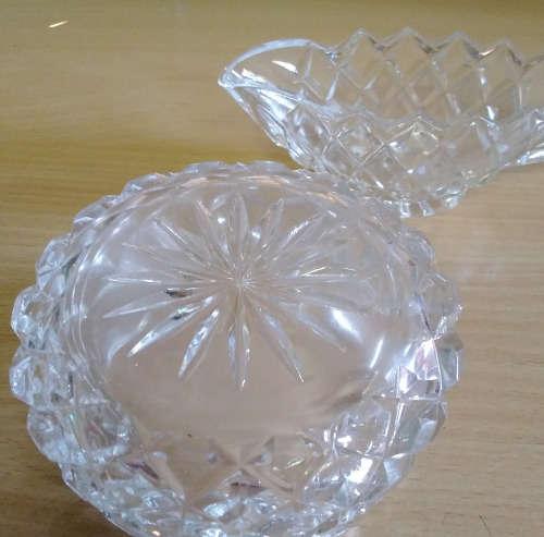 Glass sauce boat and bowl
