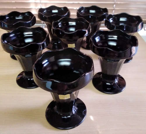 Luminarc sorbet black glass dessert set