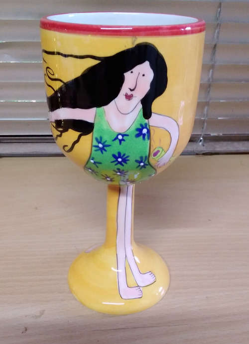 Italian style glass and ceramic goblet