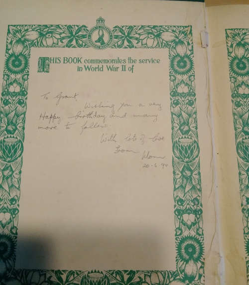 Shell dressing 1941 with Springbok record commemorative book 1946