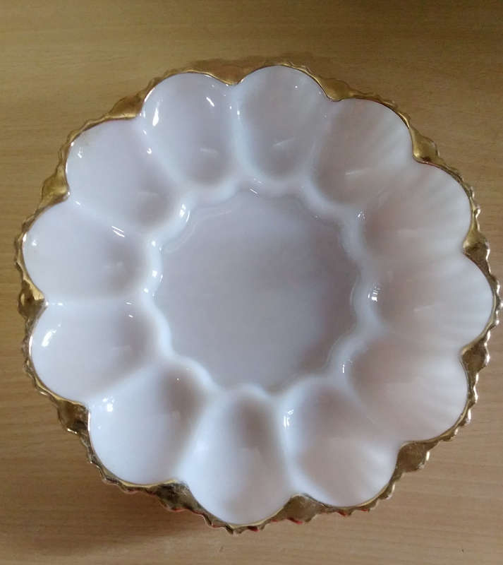 Milk glass serving dish
