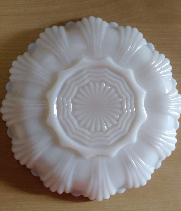 Milk glass serving dish
