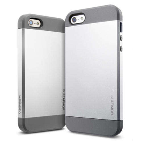 Original SPIGEN SGP Slim Armor iPhone 5S / 5 Case, Top Protection, Satin Silver Color