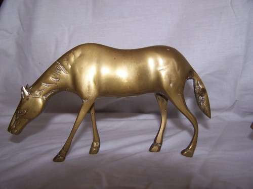 PAIR OF BRASS HORSES