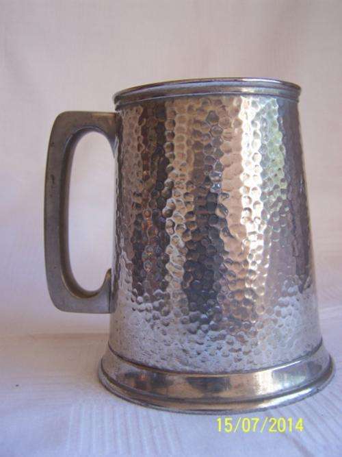 English Pewter Tankard with Glass Bottom