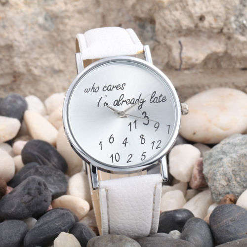 New Fashion Women Lady Stainless Steel Leather Band Analog Quartz Wrist Watch