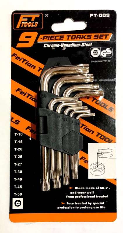 Qtools 9 Piece L Type Torx Star Hex Key Set Made