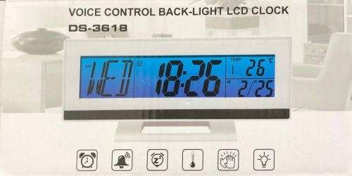 VOICE CONTROL BACK-LIGHT LCD CLOCK DS-3618