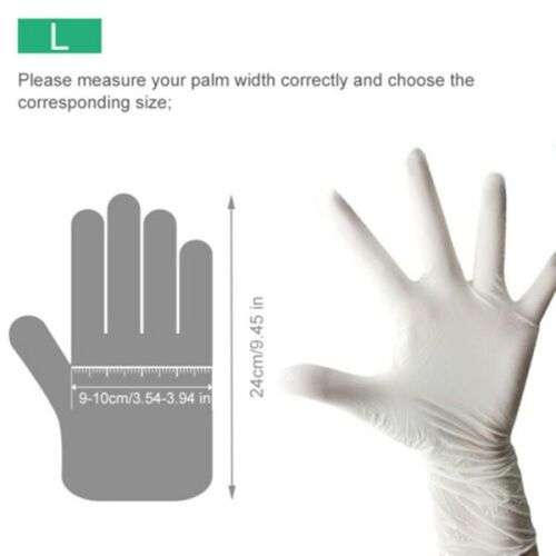 100pcs Disposable Surgical gloves Latex Gloves White Large