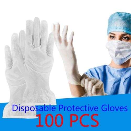 100pcs Disposable Surgical gloves Latex Gloves White Large