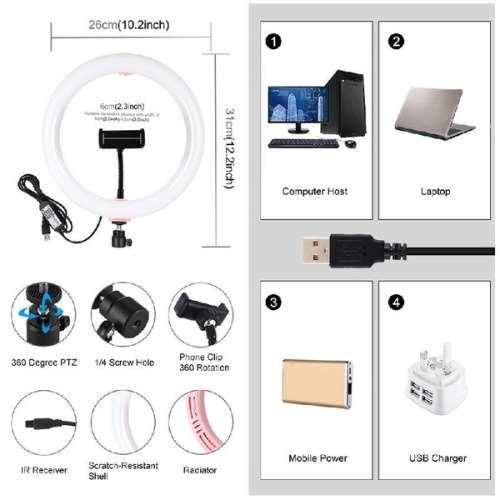 Ring Light Fill light 26cm 8inch Ring Light + Small Stand(no phone)