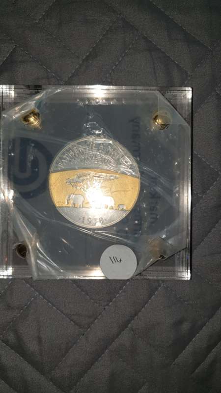MANDELA FATHER OF THE NATION 100 GRAM SILVER MEDALLION PROTECTED IN PERSPEX