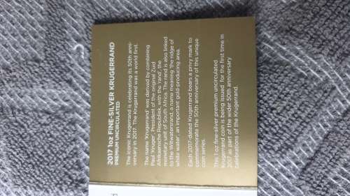2017 KRUGERRAND  1OZ SILVER UNC MEDAL WITH CERTIFICATE