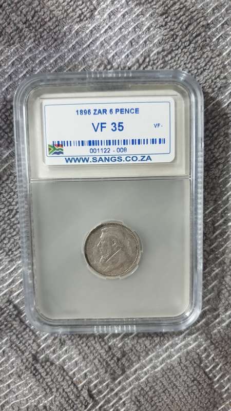 1896 ZAR 6 PENCE GRADED VF35