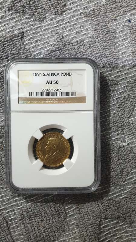 1894 ZAR 1 POND GRADED NGC AU50