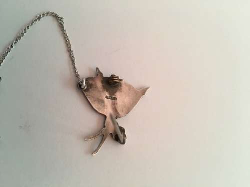 SILVER PAIR OF BALLERINA BROOCHES LINKED ON CHAIN