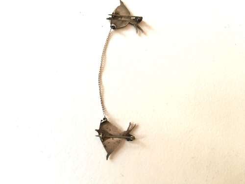 SILVER PAIR OF BALLERINA BROOCHES LINKED ON CHAIN