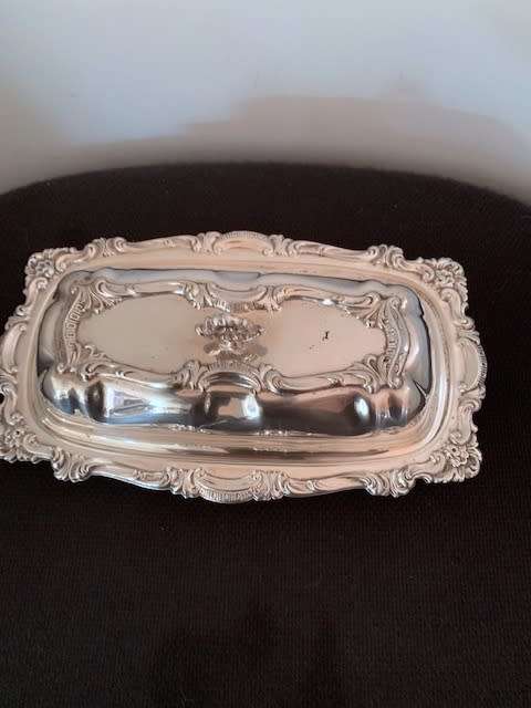 Silver Plated Butter Dish with Glass Liner