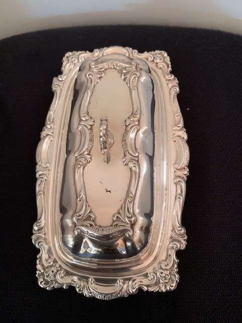 Silver Plated Butter Dish with Glass Liner