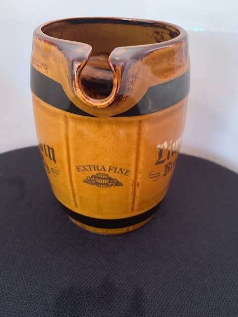 LIMOSIN BRANDY PORCELIAN PITCHER IN BARREL DESIGN FOR ADVERTISING PROMOTIONS