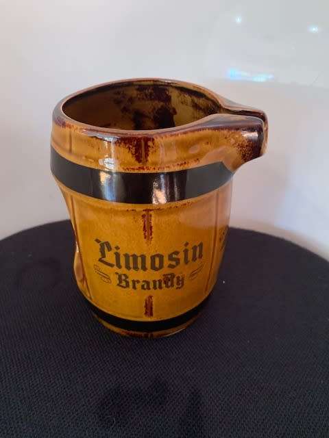 LIMOSIN BRANDY PORCELIAN PITCHER IN BARREL DESIGN FOR ADVERTISING PROMOTIONS