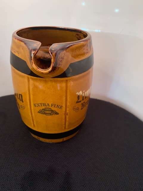 LIMOSIN BRANDY PORCELIAN PITCHER IN BARREL DESIGN FOR ADVERTISING PROMOTIONS