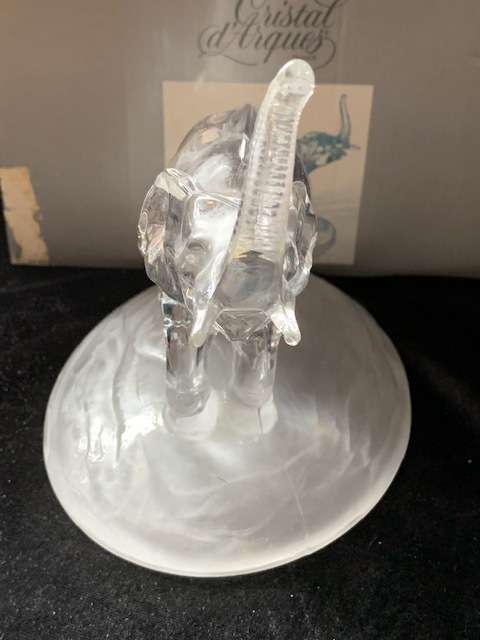 LEAD CRYSTAL ELEPHANT FROSTED BASE - CRISTAL d ARQUES FRANCE ORIGINAL  BOXED