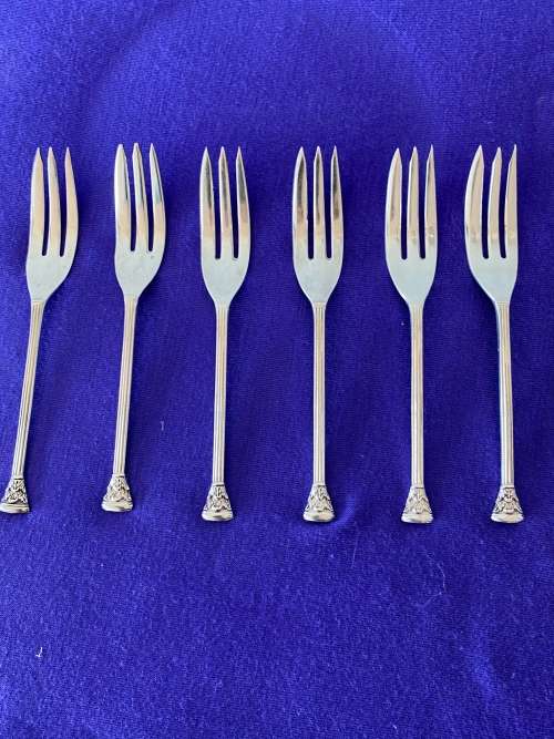 STERLING SILVER SET OF 6 x CAKE FORKS