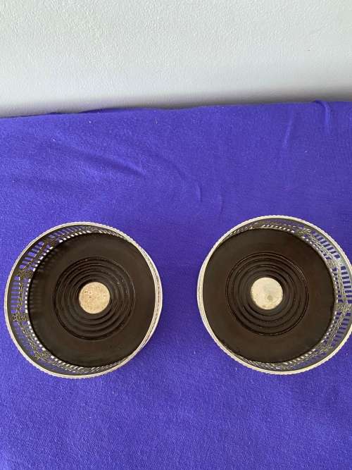 VINERS OF SHEFFIELD ENGLAND PAIR OF WINE DECANTER COASTERS