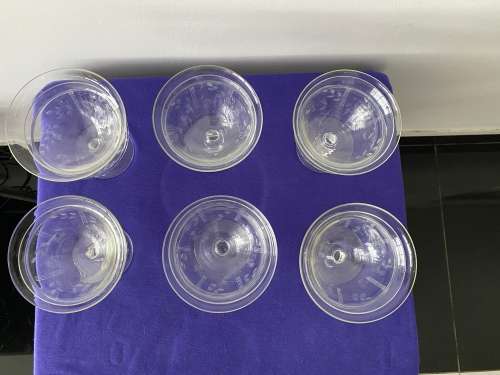 CRYSTAL GRAPE PATTERN SET OF 6 x GLASSES WITH CUPS
