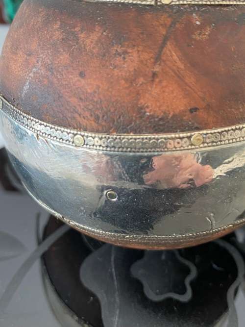 VINTAGE INDIA GRADUATED WOODEN SILVER TONE METAL SURROUNDS BALLS X 3