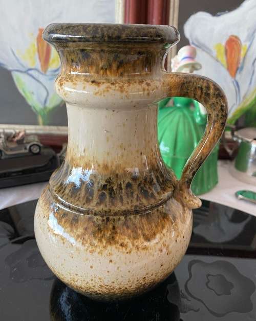 KERAMIK SCHEURICH W.GERMANY 496-18 STAMPED DRIP GLAZED JUG VASE