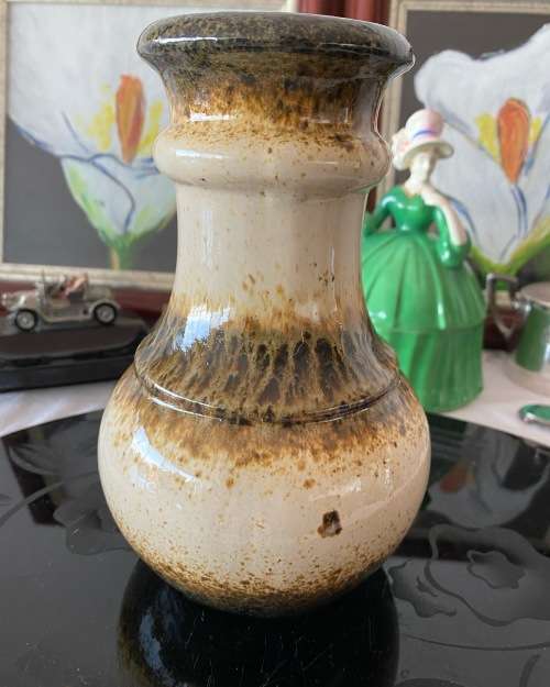 KERAMIK SCHEURICH W.GERMANY 496-18 STAMPED DRIP GLAZED JUG VASE