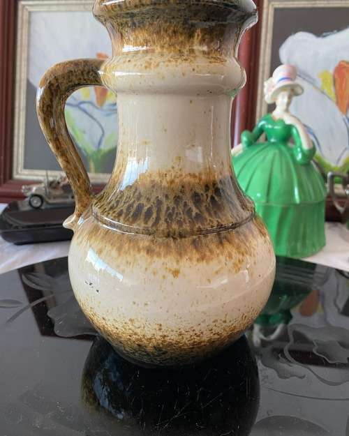 KERAMIK SCHEURICH W.GERMANY 496-18 STAMPED DRIP GLAZED JUG VASE
