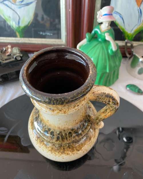 KERAMIK SCHEURICH W.GERMANY 496-18 STAMPED DRIP GLAZED JUG VASE