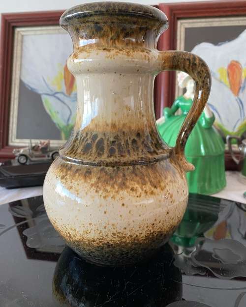 KERAMIK SCHEURICH W.GERMANY 496-18 STAMPED DRIP GLAZED JUG VASE