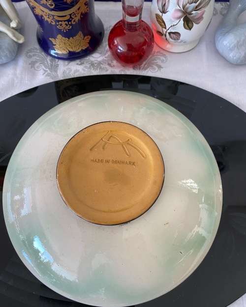MID-CENTURY SIGNED STAMPED MADE IN DENMARK HANDPAINTED GLAZED CERAMIC BOWL