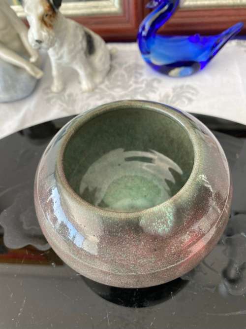 VINTAGE GLOBE/RAND CERAMICS SA STAMPED GLAZED POTTERY VASE