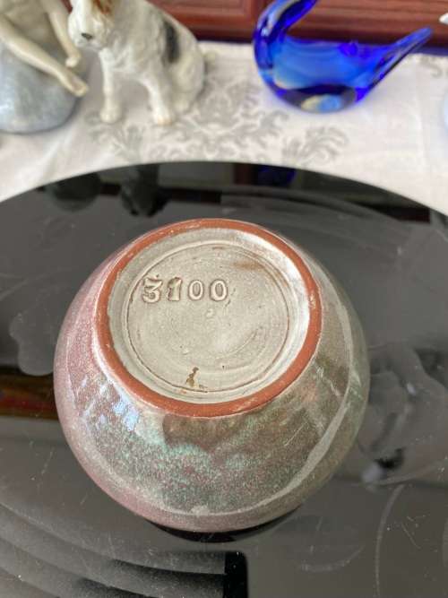 VINTAGE GLOBE/RAND CERAMICS SA STAMPED GLAZED POTTERY VASE