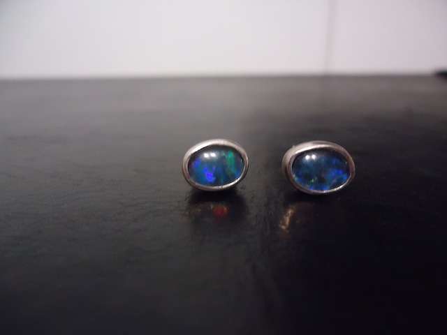 Sterling 925 Silver Pair "Opal" Pierced Earrings