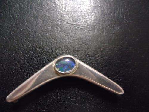 Sterling 925 Silver "Boomerang Opal " Pendant