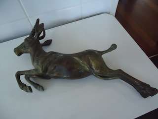 Art Deco Brass Plated Spelter Leaping Gazelle