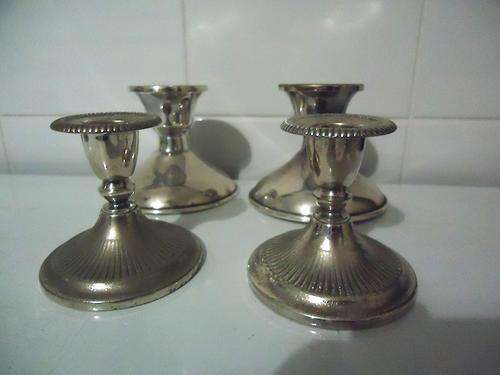 2 X PAIRS E.P.N.S CANDLE HOLDERS - MADE IN ENGLAND