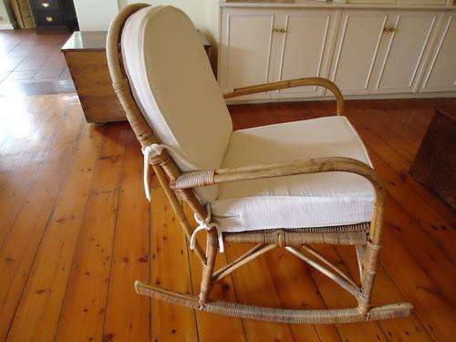 VINTAGE CANE ROCKER WITH CUSHIONS