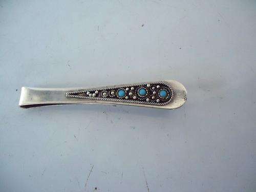 STERLING SILVER WITH TURQOISES - JERUSALEM ISRAEL TIE PIN