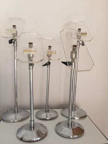 HOLLYWOOD CAST IRON CHROME BASE SHOP DISPLAY SHOE & HAT STANDS X 5 - BIDDING PER EACH!!!