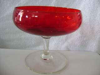 Retro Large Stem Red Bowl Vase